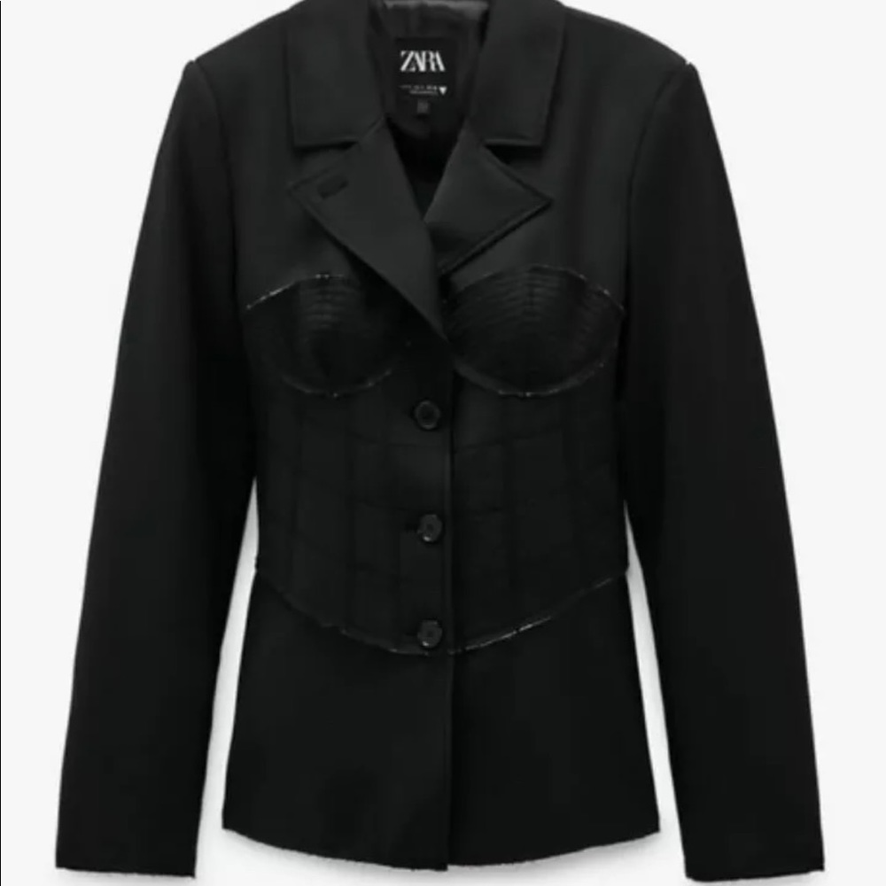 Zara black corset blazer 2922/702 Medium RARE